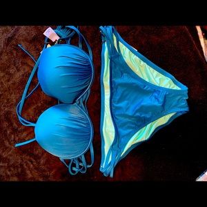 Strappy Teal Push-up Bikini